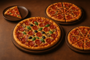 pizza dividida para 10 pessoas