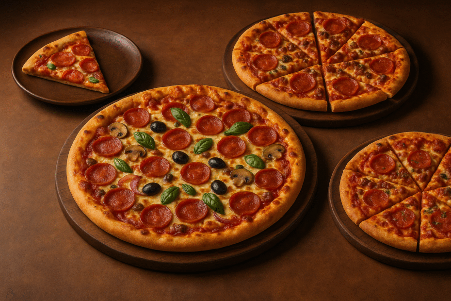 pizza dividida para 10 pessoas